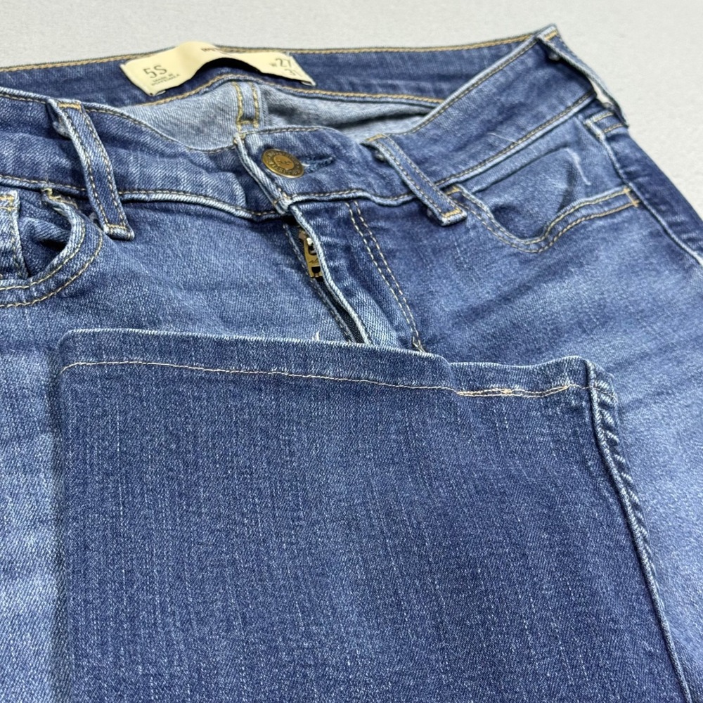 Hollister Boot Jeans Womens 5S W27 L31 Medium Wash Distressed Knee Blue Denim